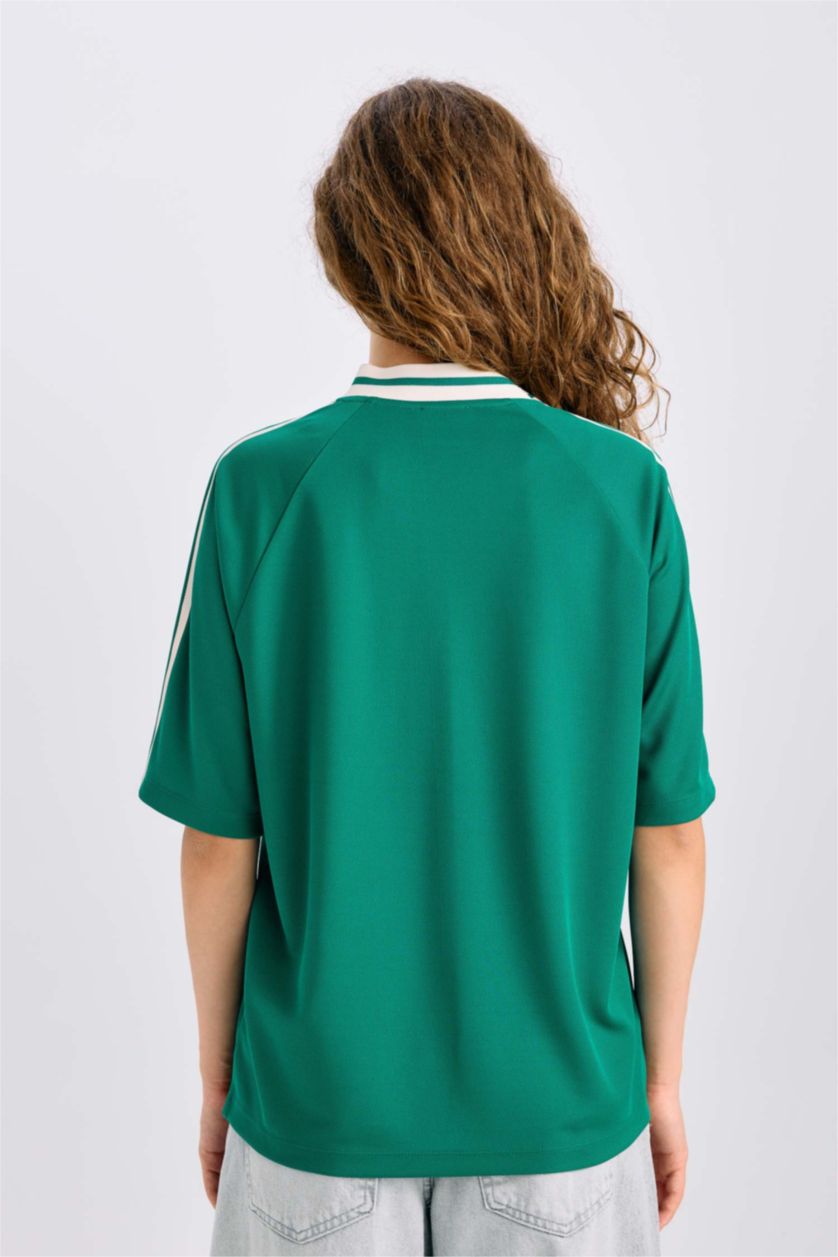 نساء أخضر تيشيرت نص ردن اوفر سايز بياخة V من هاري بوتر