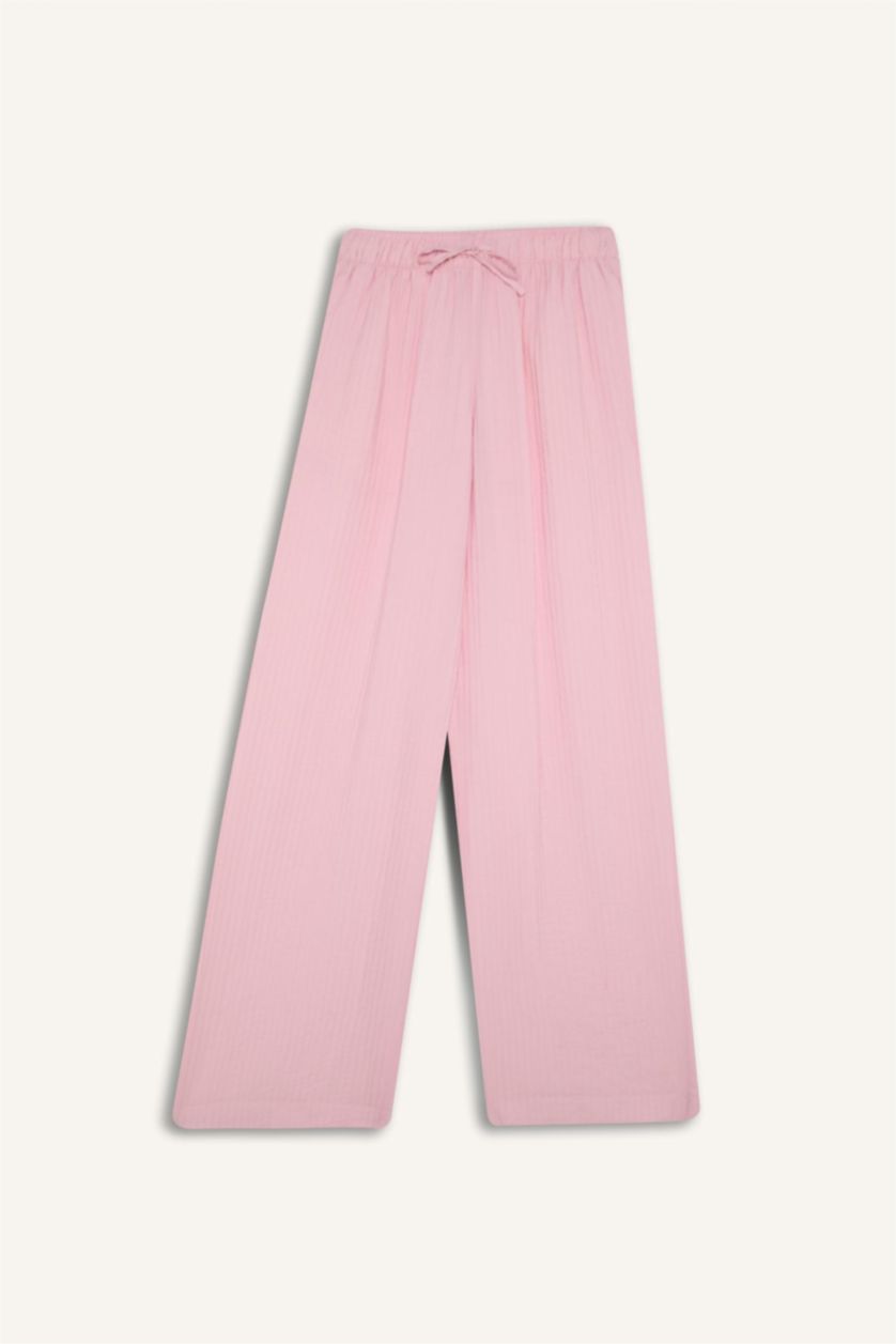 WOMAN Light Pink Wide Leg Normal Waist Striped Trousers