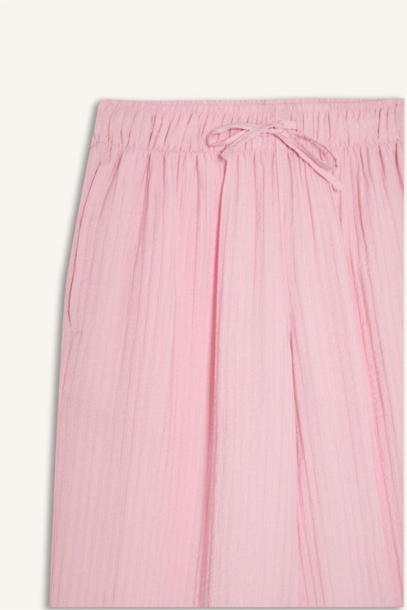 WOMAN Light Pink Wide Leg Normal Waist Striped Trousers