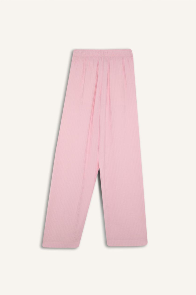 WOMAN Light Pink Wide Leg Normal Waist Striped Trousers