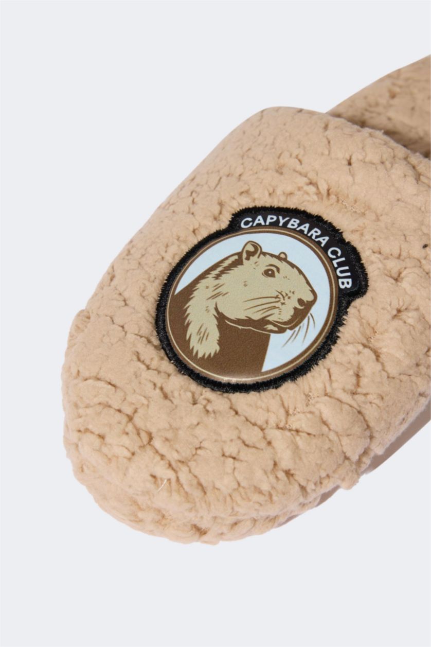 Kadın Beyaz Kadın Tembel Hayvan Temalı Düz Taban Pelüş Ev Terliği