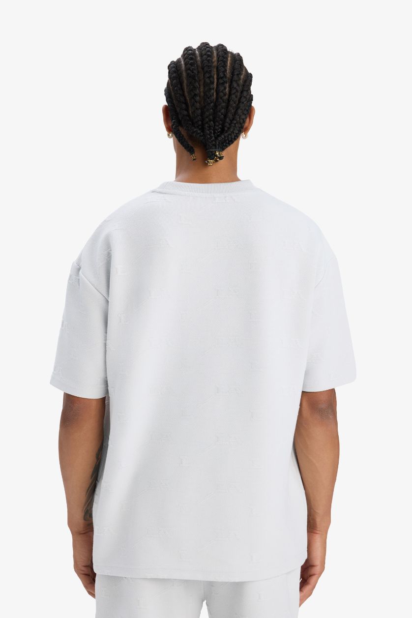 Erkek Açık Gri Oversize Geniş Kalıp Bisiklet Yaka Sporcu Kısa Kollu Tişört