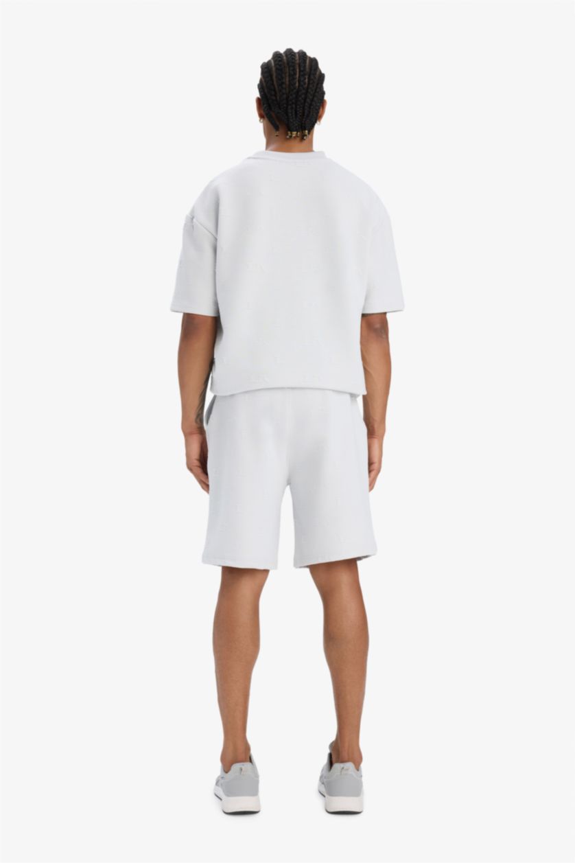 Erkek Açık Gri Standart Fit Sporcu Kısa Paça Şort