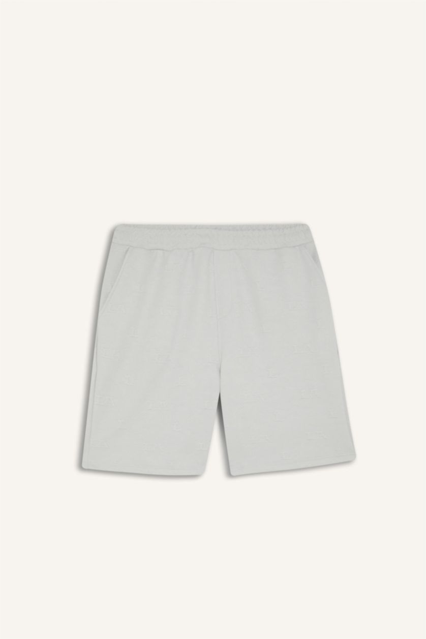 Erkek Açık Gri Standart Fit Sporcu Kısa Paça Şort
