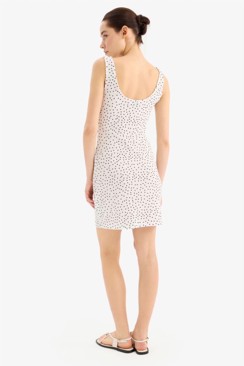 Әйелдерге АҚ Coool тығыз көйлек нүкте мойын ойығы бау Қысқа жеңді трикотаж көйлек