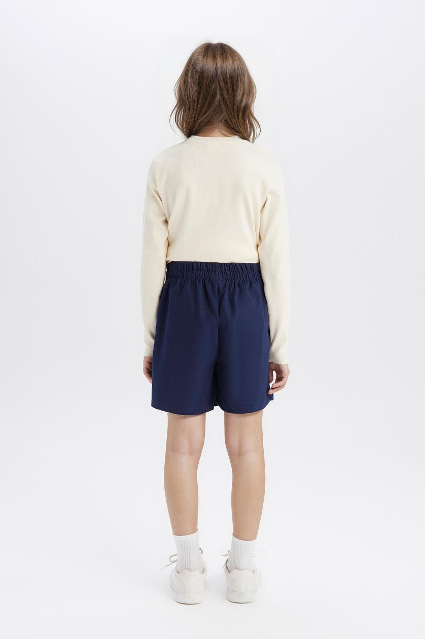 Kız Çocuk - Genç Kız Lacivert Gabardin Cepli Şort Etek Kız Çocuk