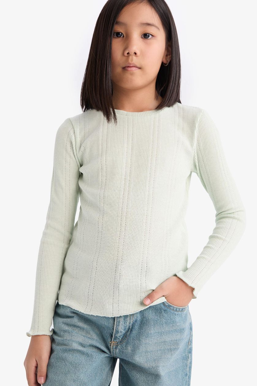 Girls & Teens Aqua Girl Slim Fit Crew Neck Long Sleeve T-Shirt