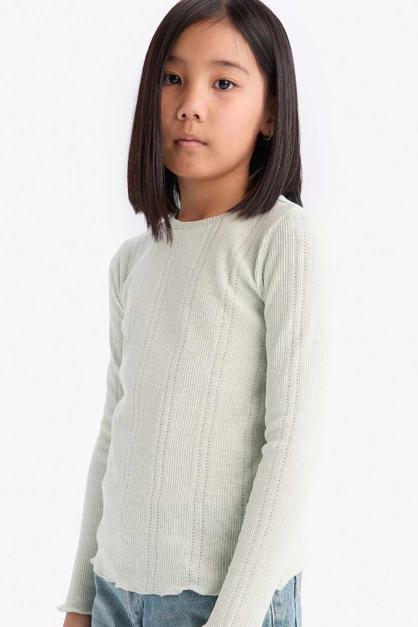 Girls & Teens Aqua Girl Slim Fit Crew Neck Long Sleeve T-Shirt