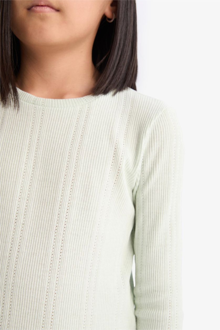 FILLES Turquoise Girl Slim Fit Crew Neck Long Sleeve T-Shirt
