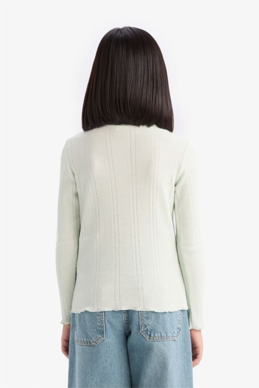 FILLES Turquoise Girl Slim Fit Crew Neck Long Sleeve T-Shirt
