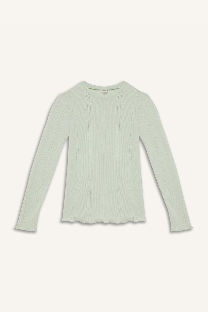 Girls & Teens Aqua Girl Slim Fit Crew Neck Long Sleeve T-Shirt