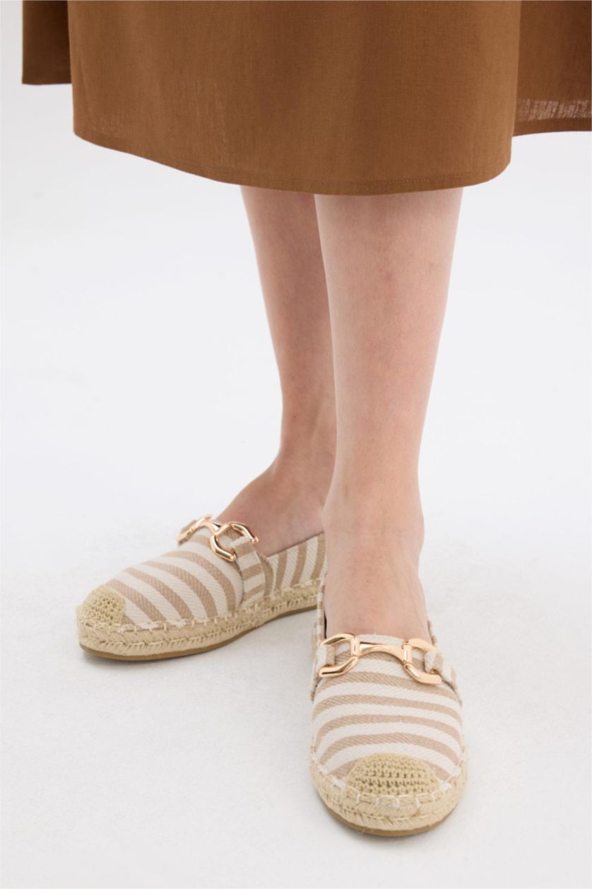 Woman Beige Woman Flat Sole Espadrille Shoes