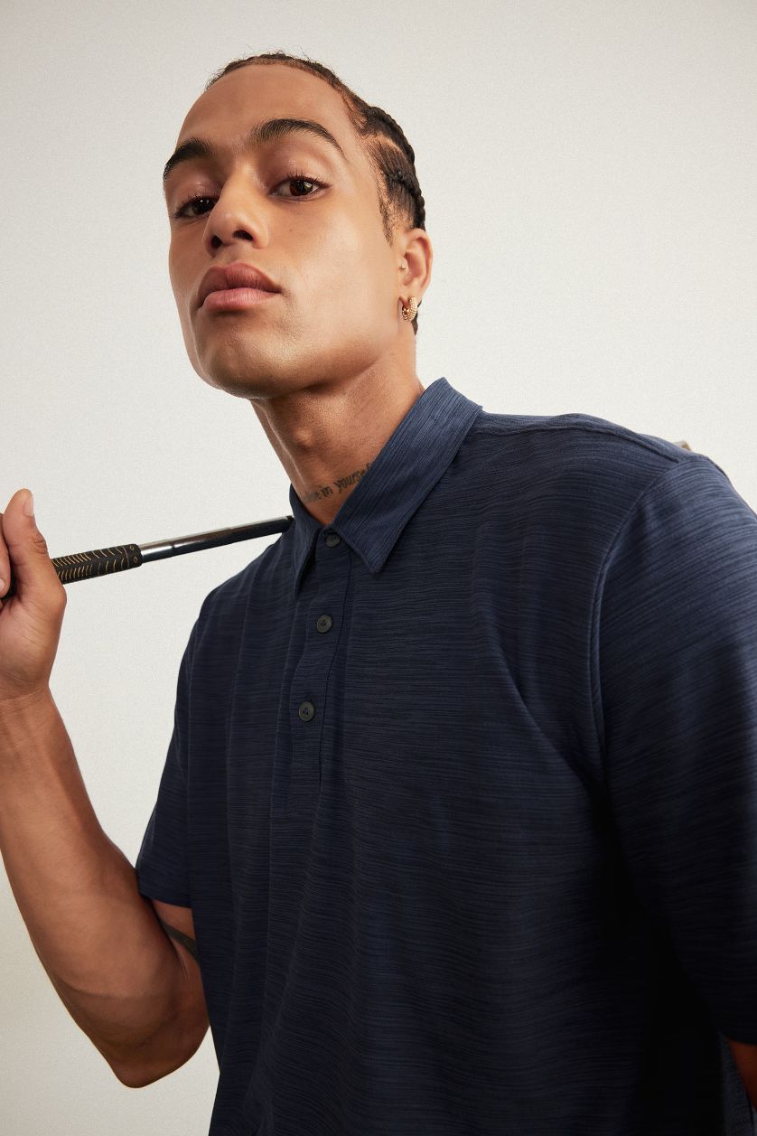 Erkek Antrasit Melanj Standart Fit Polo Yaka Sporcu Kısa Kollu Tişört