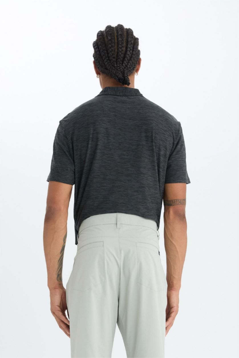 Erkek Antrasit Melanj Standart Fit Polo Yaka Sporcu Kısa Kollu Tişört
