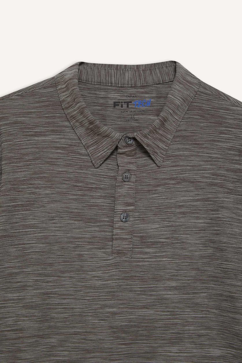 Erkek Gri Melanj Esnek Kumaş Standart Fit Polo Yaka Sporcu Kısa Kollu Tişört