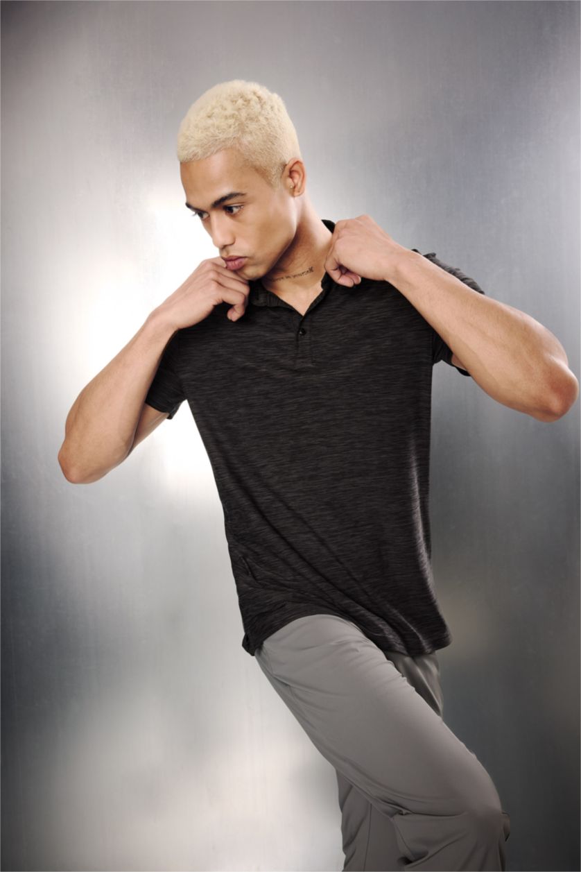 MAN Anthracite Melange DeFactoFit Standard Fit Sports Polo T-Shirt