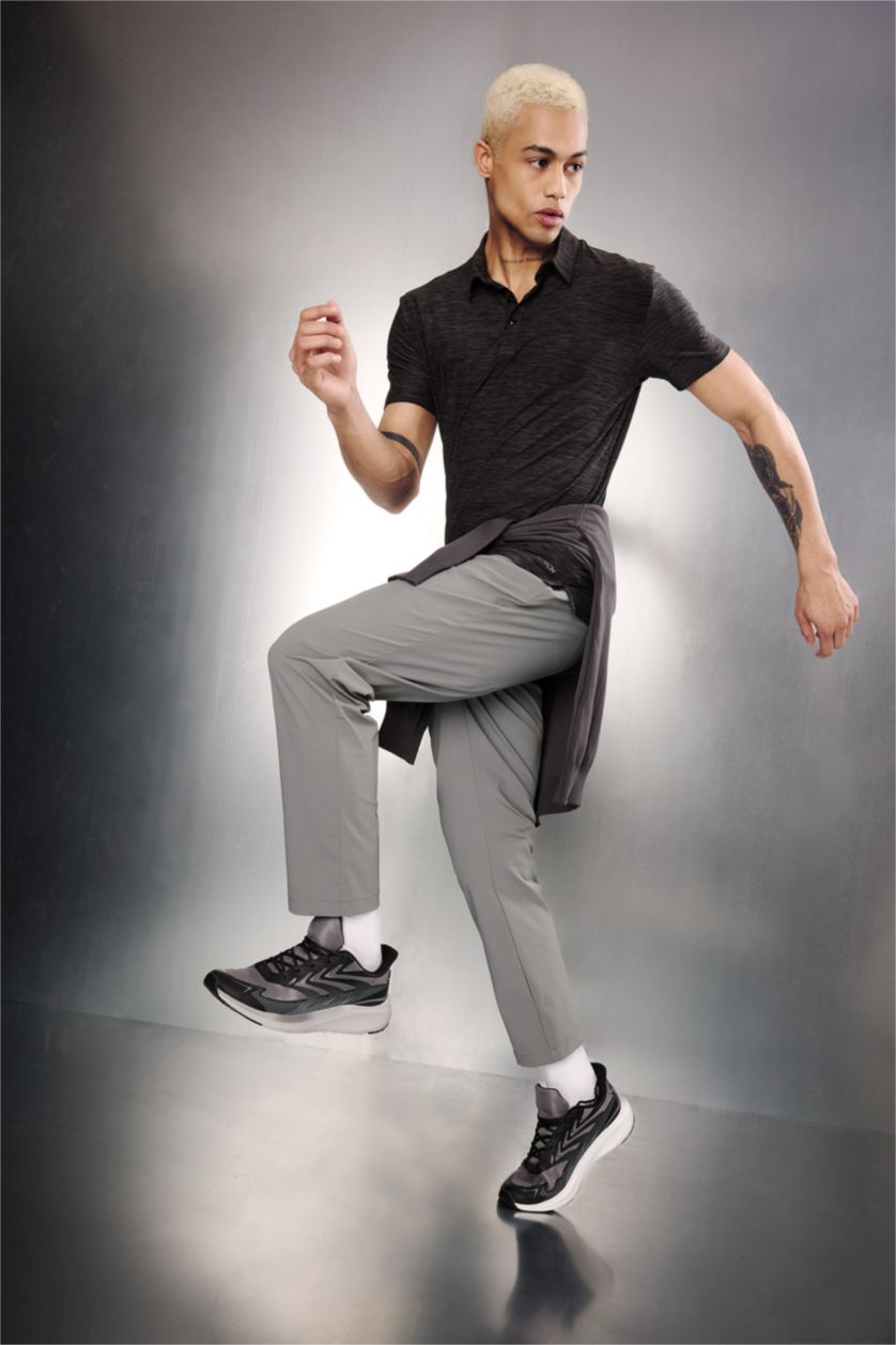 MAN Anthracite Melange DeFactoFit Standard Fit Sports Polo T-Shirt