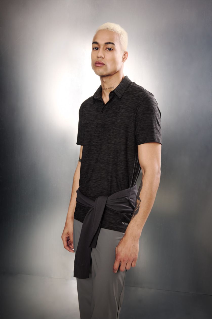MAN Anthracite Melange DeFactoFit Standard Fit Sports Polo T-Shirt