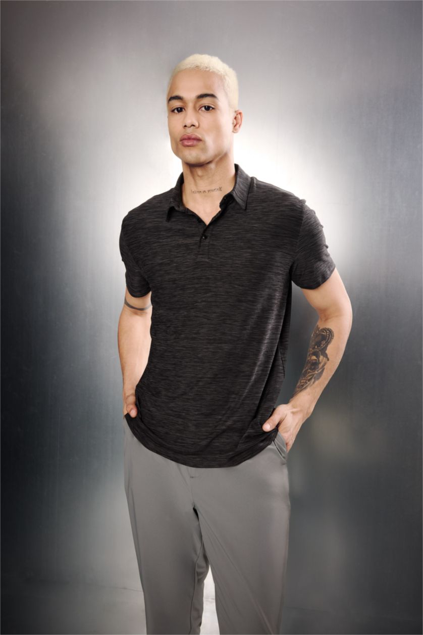 MAN Anthracite Melange DeFactoFit Standard Fit Sports Polo T-Shirt