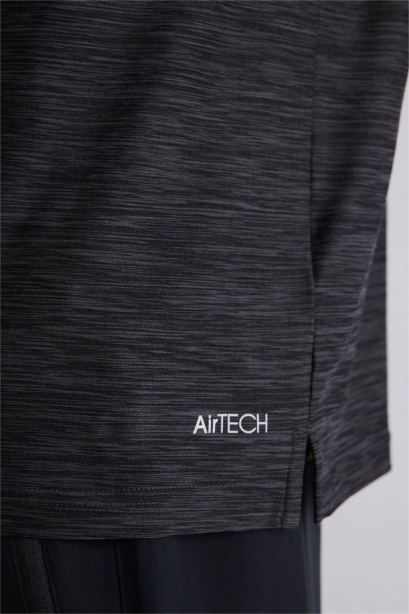 Erkek Antrasit Melanj Standart Fit Polo Yaka Sporcu Kısa Kollu Tişört