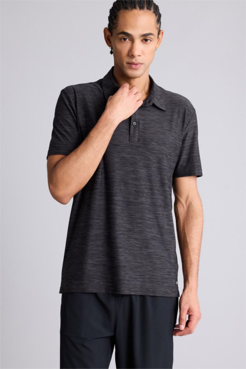 MAN Anthracite Melange DeFactoFit Standard Fit Sports Polo T-Shirt