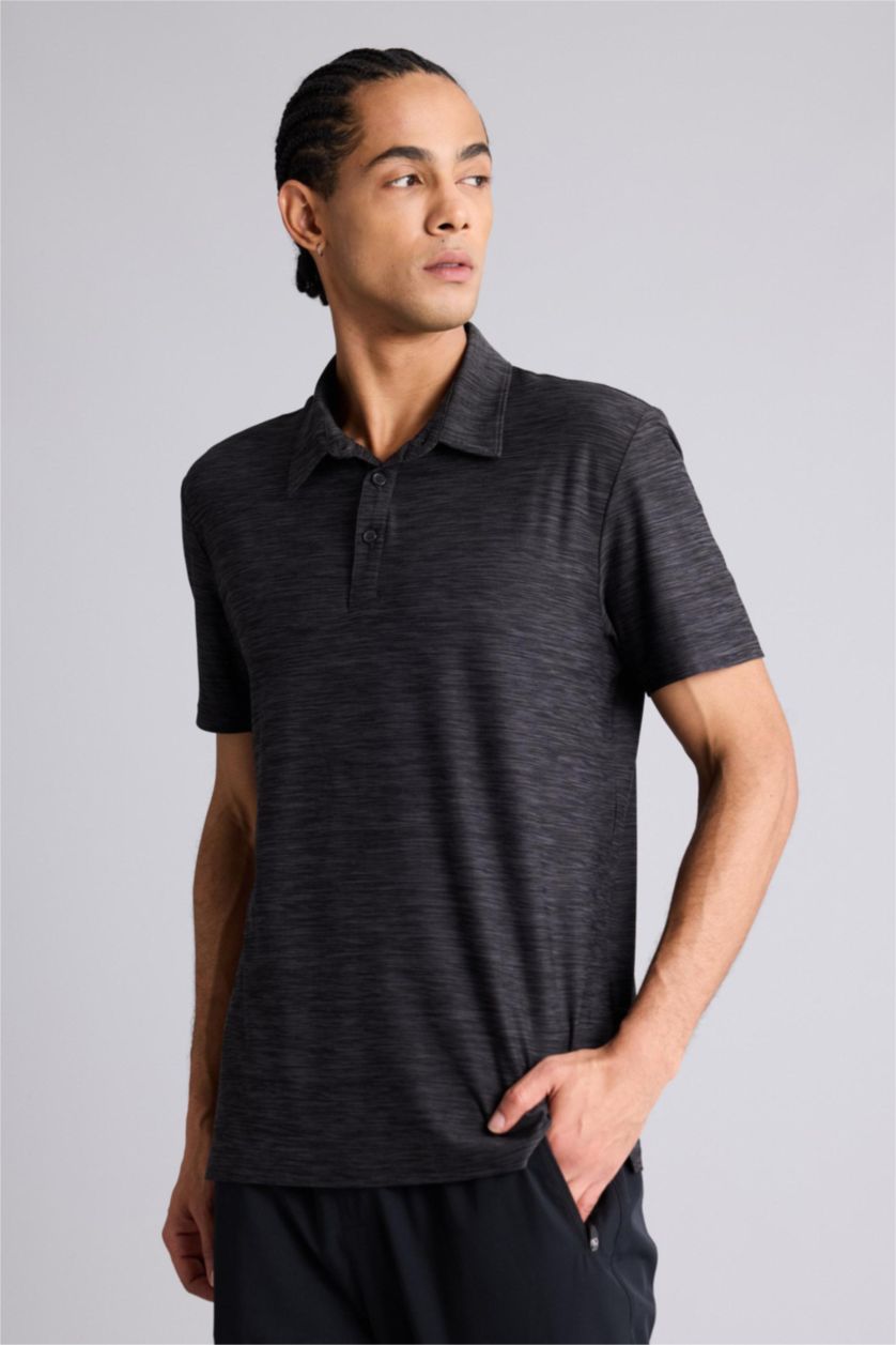 MAN Anthracite Melange DeFactoFit Standard Fit Sports Polo T-Shirt