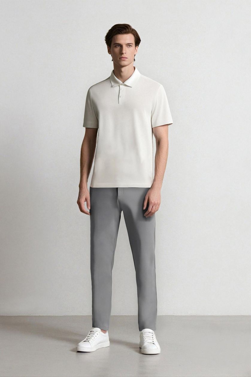 Erkek Açık Gri Slim Fit Dar Kesim Standart Paça Esnek Multifonksiyonel Dokuma Sporcu Pantolon