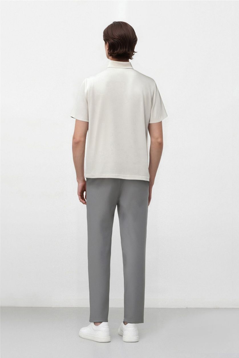 Erkek Açık Gri Slim Fit Dar Kesim Standart Paça Esnek Multifonksiyonel Dokuma Sporcu Pantolon