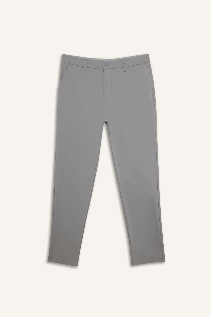 Erkek Açık Gri Slim Fit Dar Kesim Standart Paça Esnek Multifonksiyonel Dokuma Sporcu Pantolon