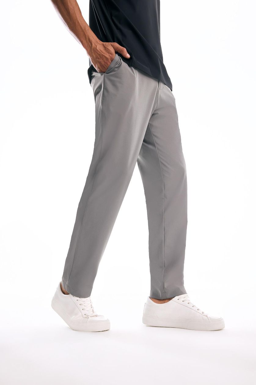 Erkek Gri Slim Fit Dar Kesim Standart Paça Esnek Multifonksiyonel Dokuma Sporcu Pantolon