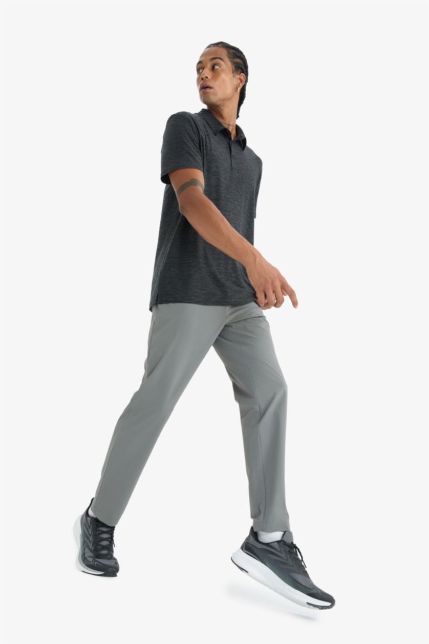 Erkek Gri Slim Fit Dar Kesim Standart Paça Esnek Multifonksiyonel Dokuma Sporcu Pantolon