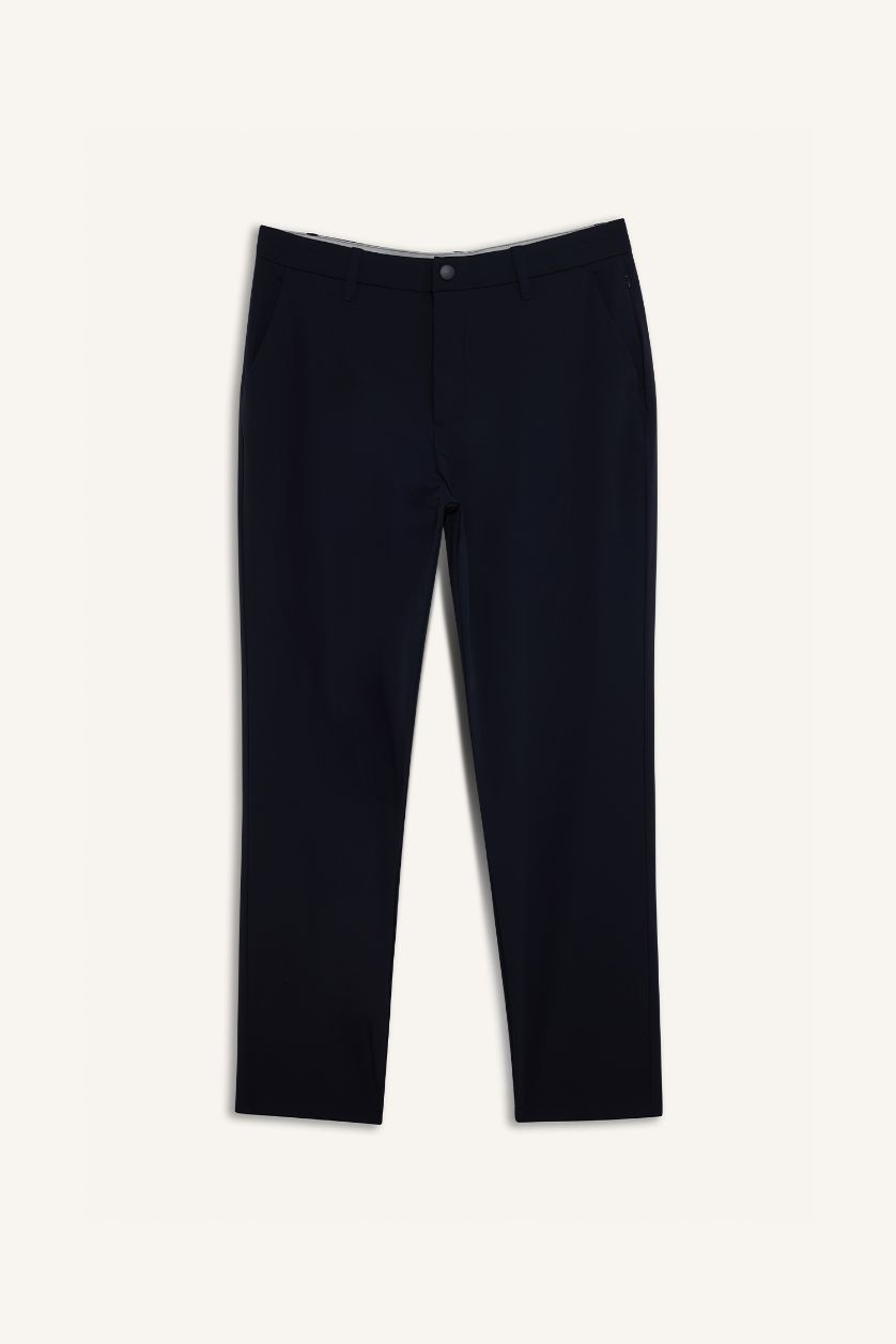 Erkek Lacivert Slim Fit Dar Kesim Standart Paça Esnek Multifonksiyonel Dokuma Sporcu Pantolon