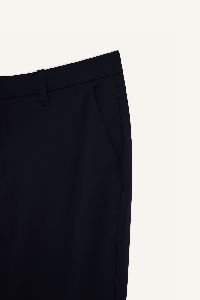 Erkek Lacivert Slim Fit Dar Kesim Standart Paça Esnek Multifonksiyonel Dokuma Sporcu Pantolon