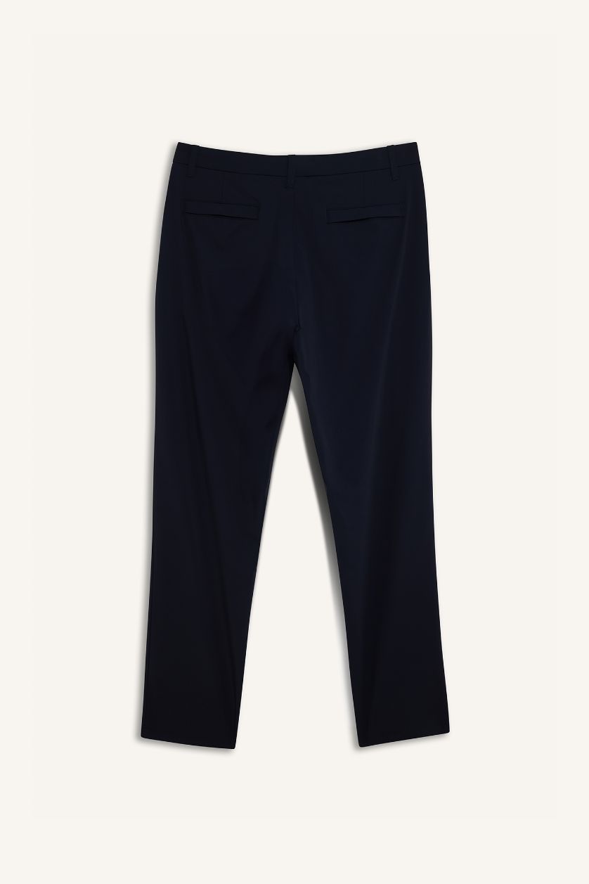 Erkek Lacivert Slim Fit Dar Kesim Standart Paça Esnek Multifonksiyonel Dokuma Sporcu Pantolon