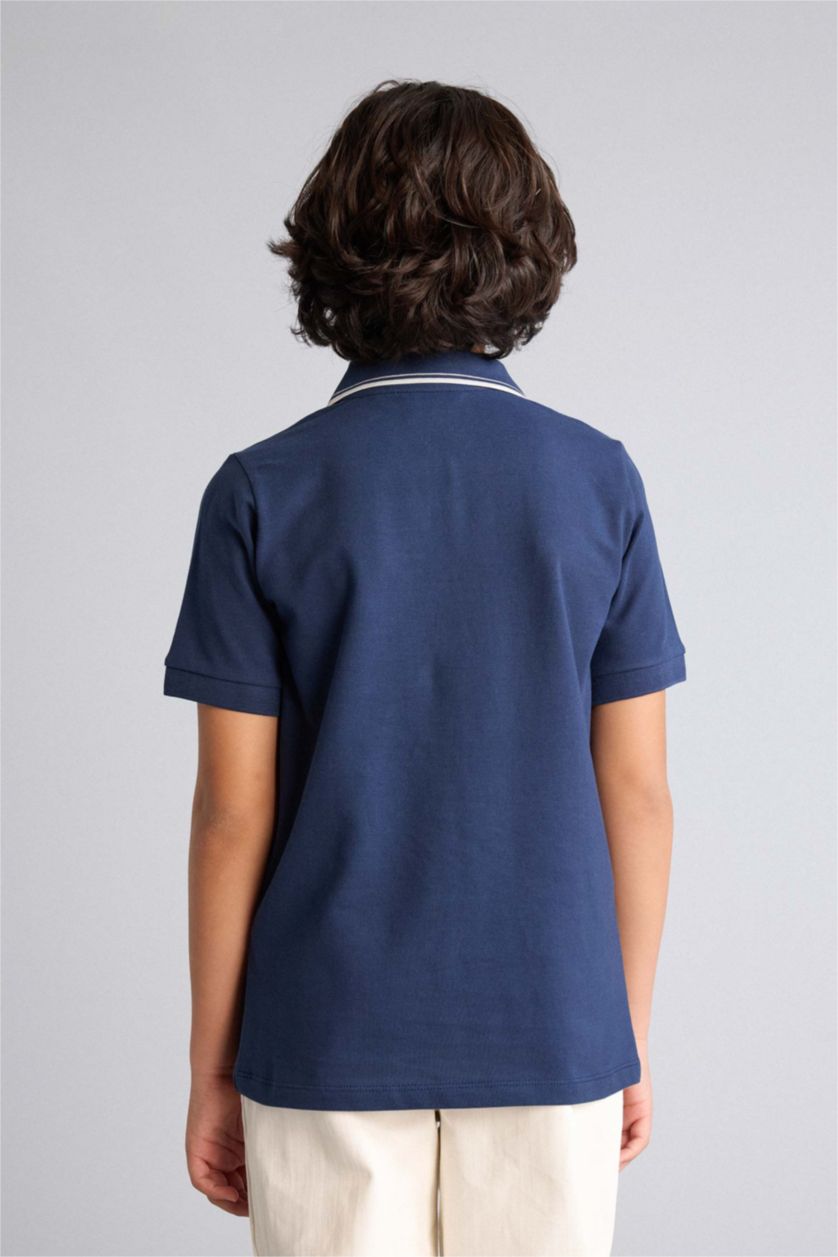 BOYS & TEENS NAVY Boy Pique Short Sleeve Polo T-Shirt
