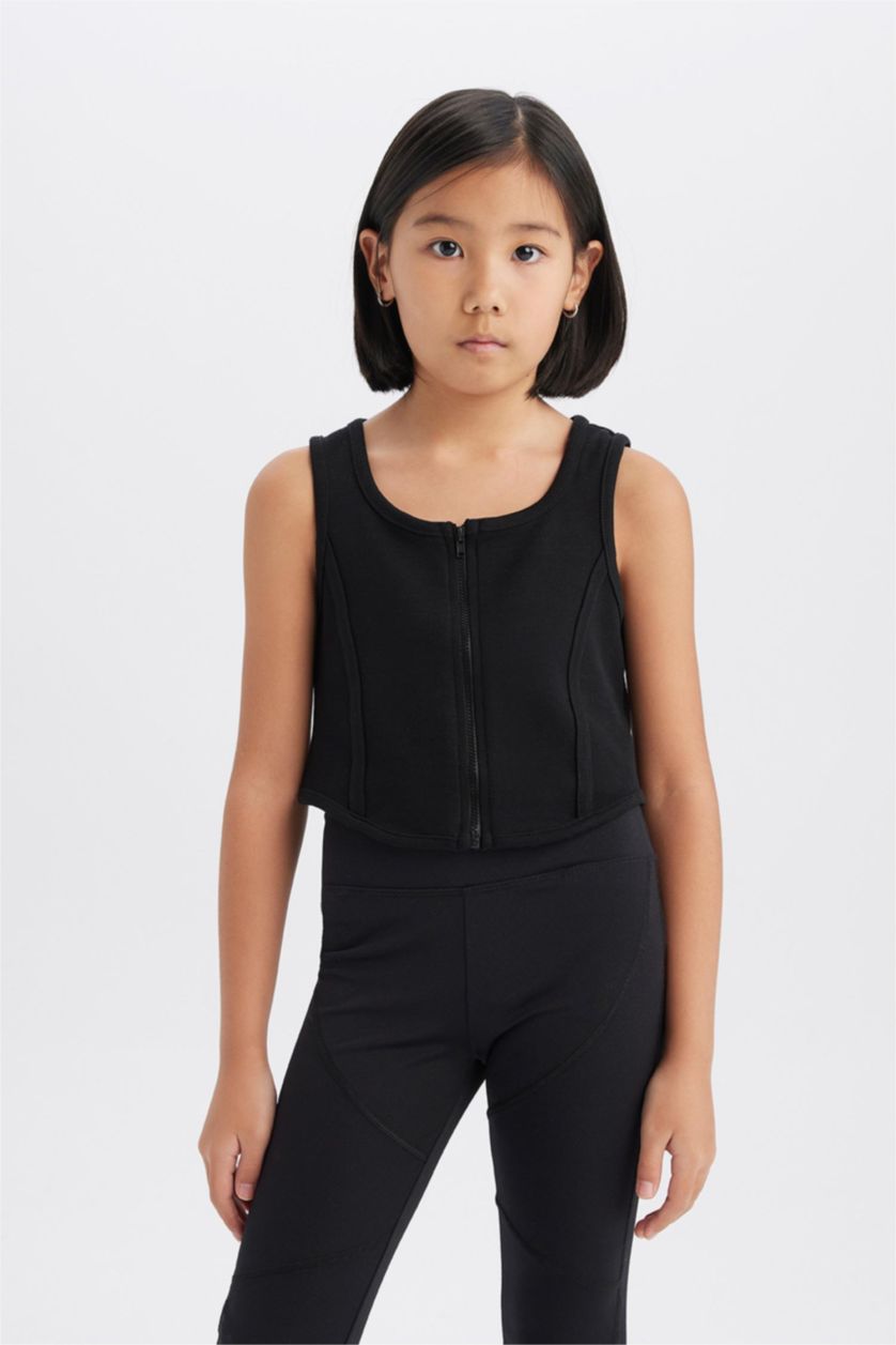 Kız Çocuk - Genç Kız Siyah Bisiklet Yaka Atlet Kız Çocuk