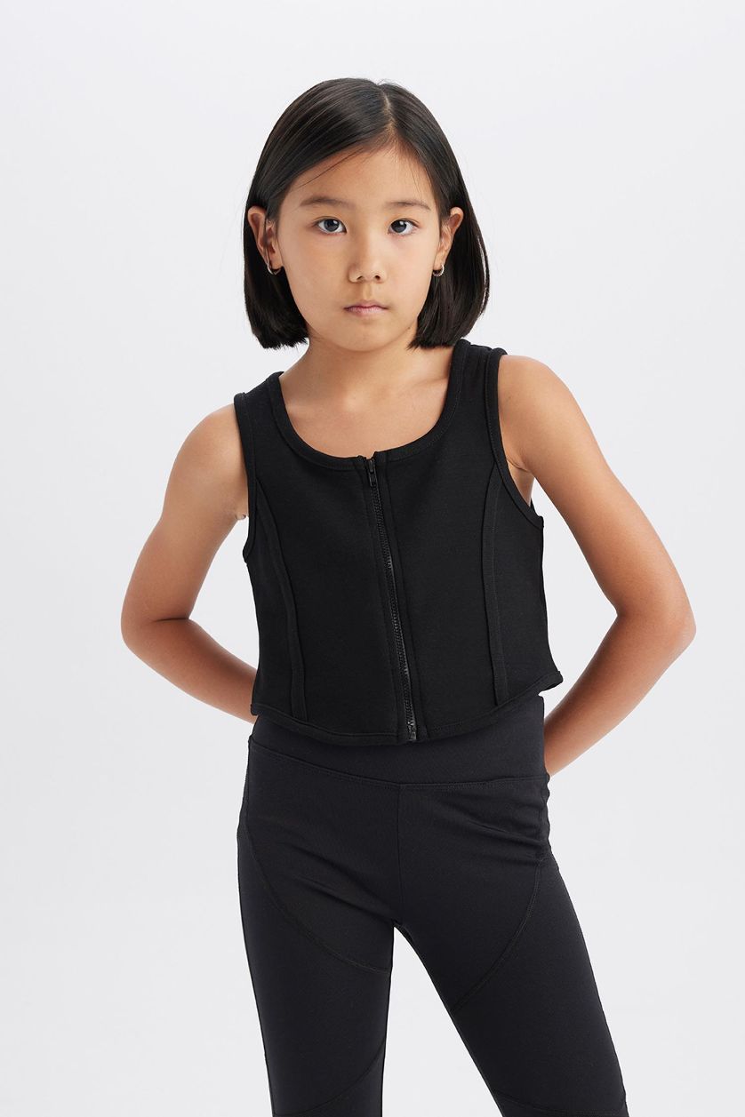 Kız Çocuk - Genç Kız Siyah Bisiklet Yaka Atlet Kız Çocuk