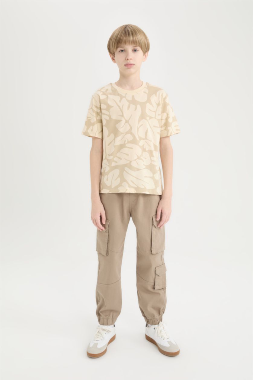 أولادي بيج تيشيرت اولادي نص كم منقوش قصة عادية برقبة مستديرة