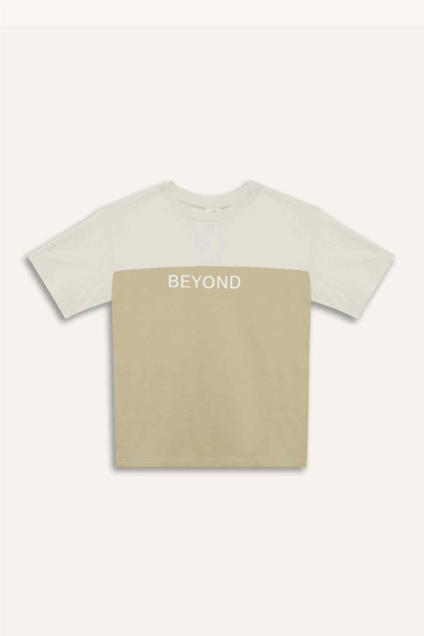 أولادي بيج فاتح تيشيرت اولادي نص كم مطبوع قصة عادية برقبة مستديرة