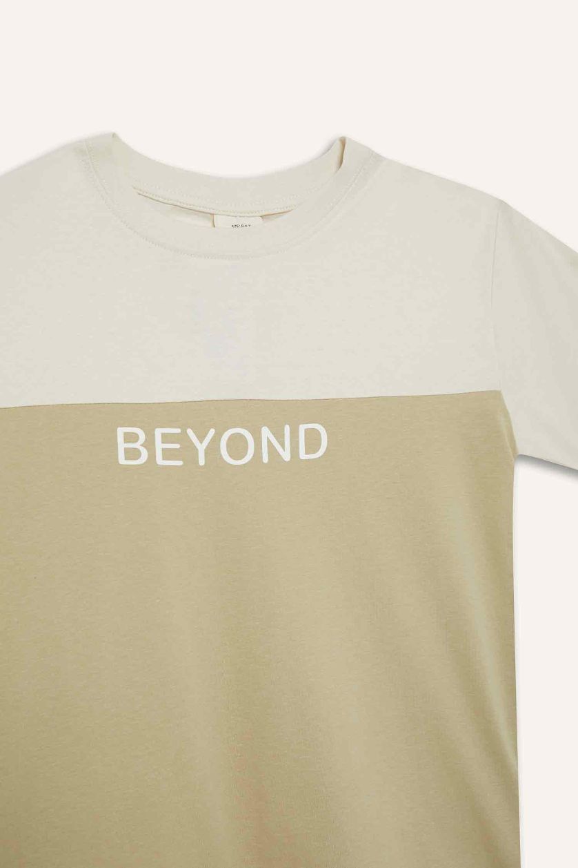 أولادي بيج فاتح تيشيرت اولادي نص كم مطبوع قصة عادية برقبة مستديرة