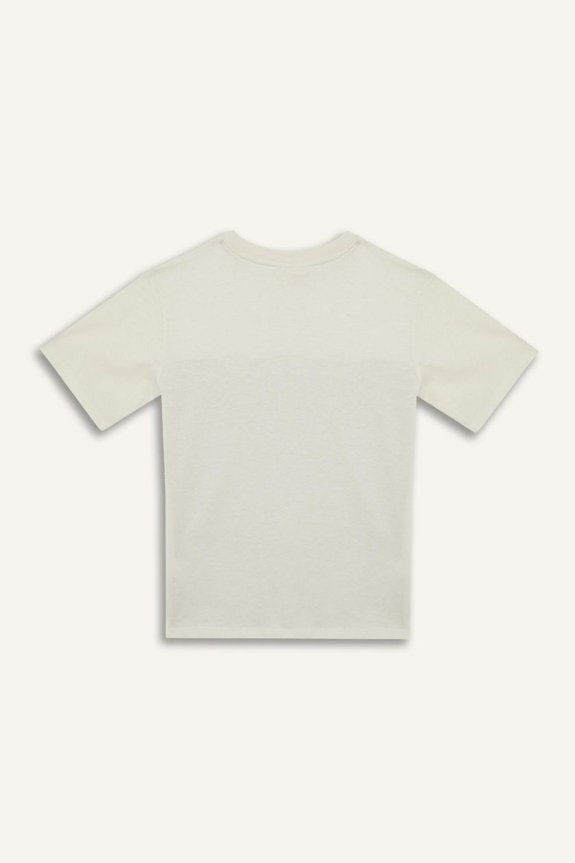 أولادي بيج فاتح تيشيرت اولادي نص كم مطبوع قصة عادية برقبة مستديرة