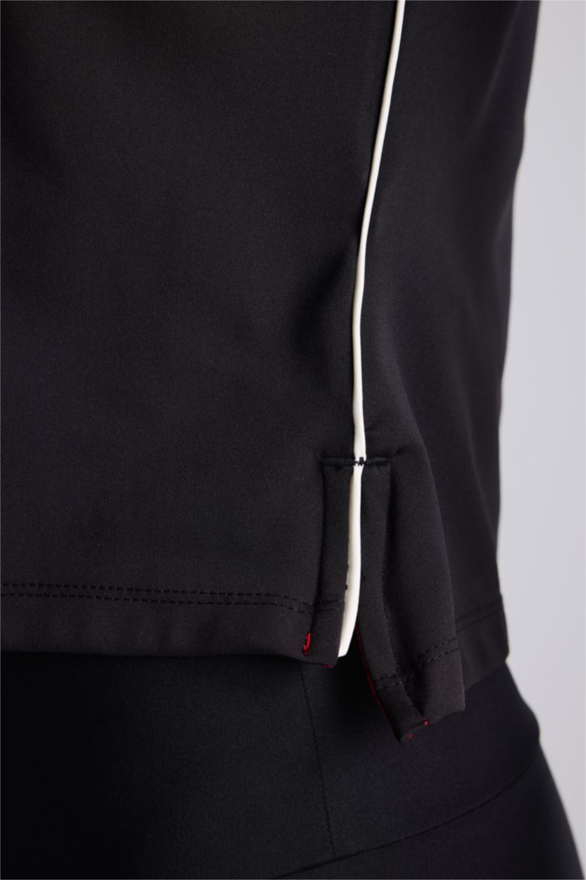 Kadın Siyah Standart Fit Polo Tişört
