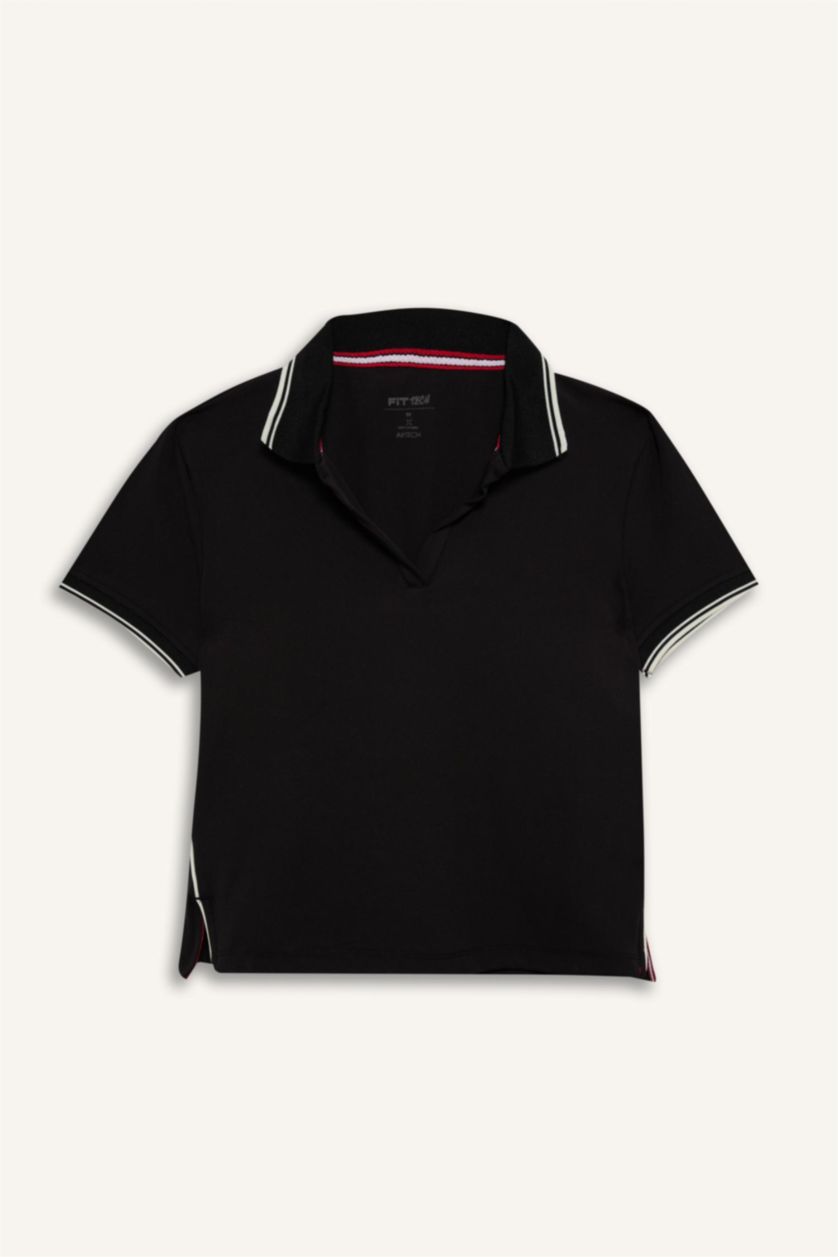 Kadın Siyah Standart Fit Polo Tişört