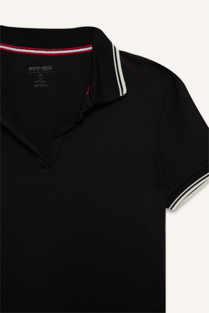 Kadın Siyah Standart Fit Polo Tişört