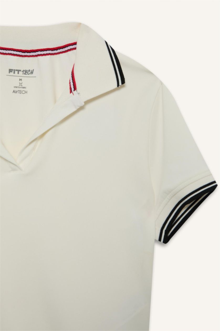 Kadın Ekru Standart Fit Polo Tişört