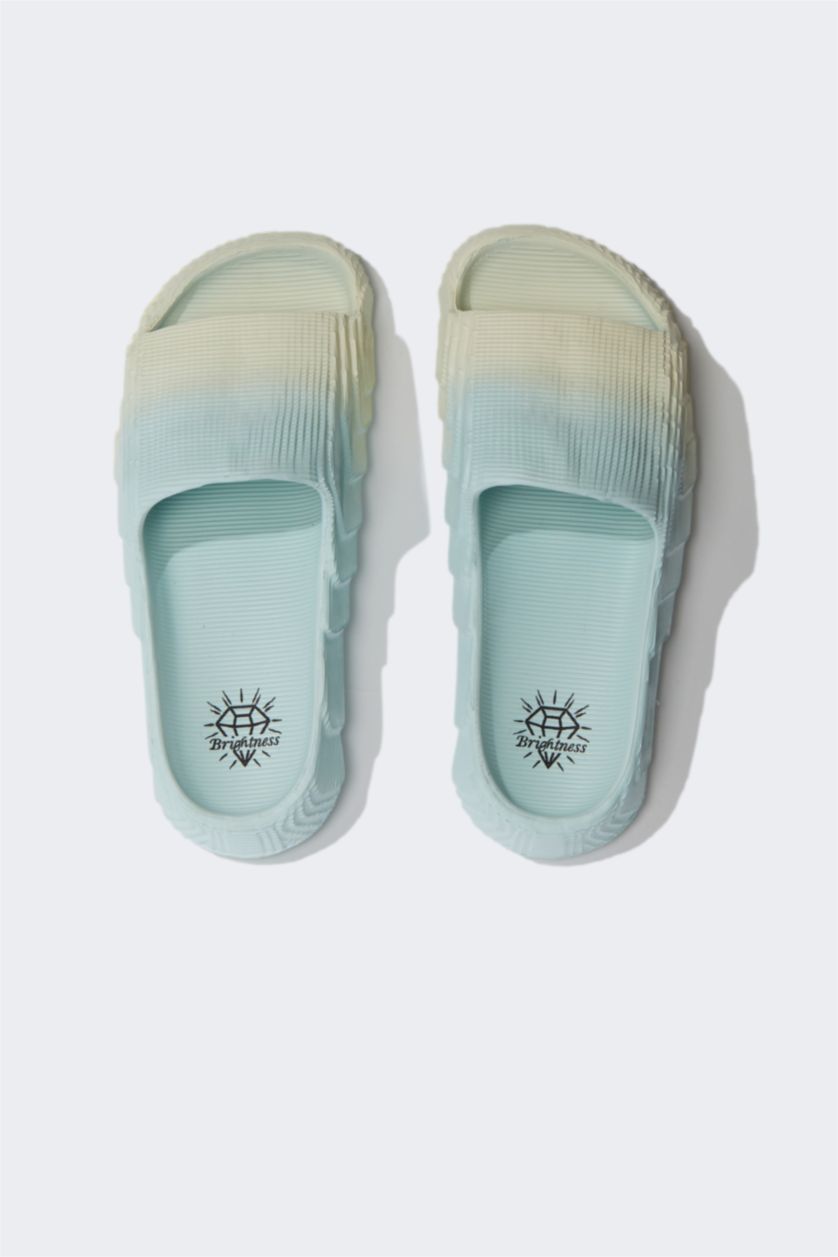 حريمي أزرق فاتح شبشب حريمي إيفا بكعب مسطح بشريط مزدوج أزرق فاتح