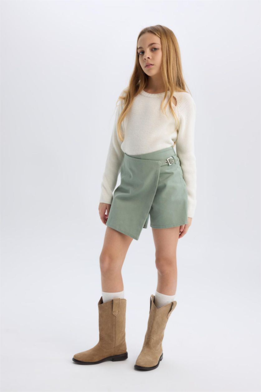 Girls & Teens Light Green Girl Gabardine Short Skort