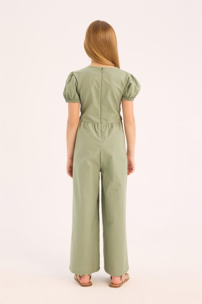 Kız Çocuk - Genç Kız Açık Yeşil Pamuklu Kısa Kollu Tulum Kız Çocuk