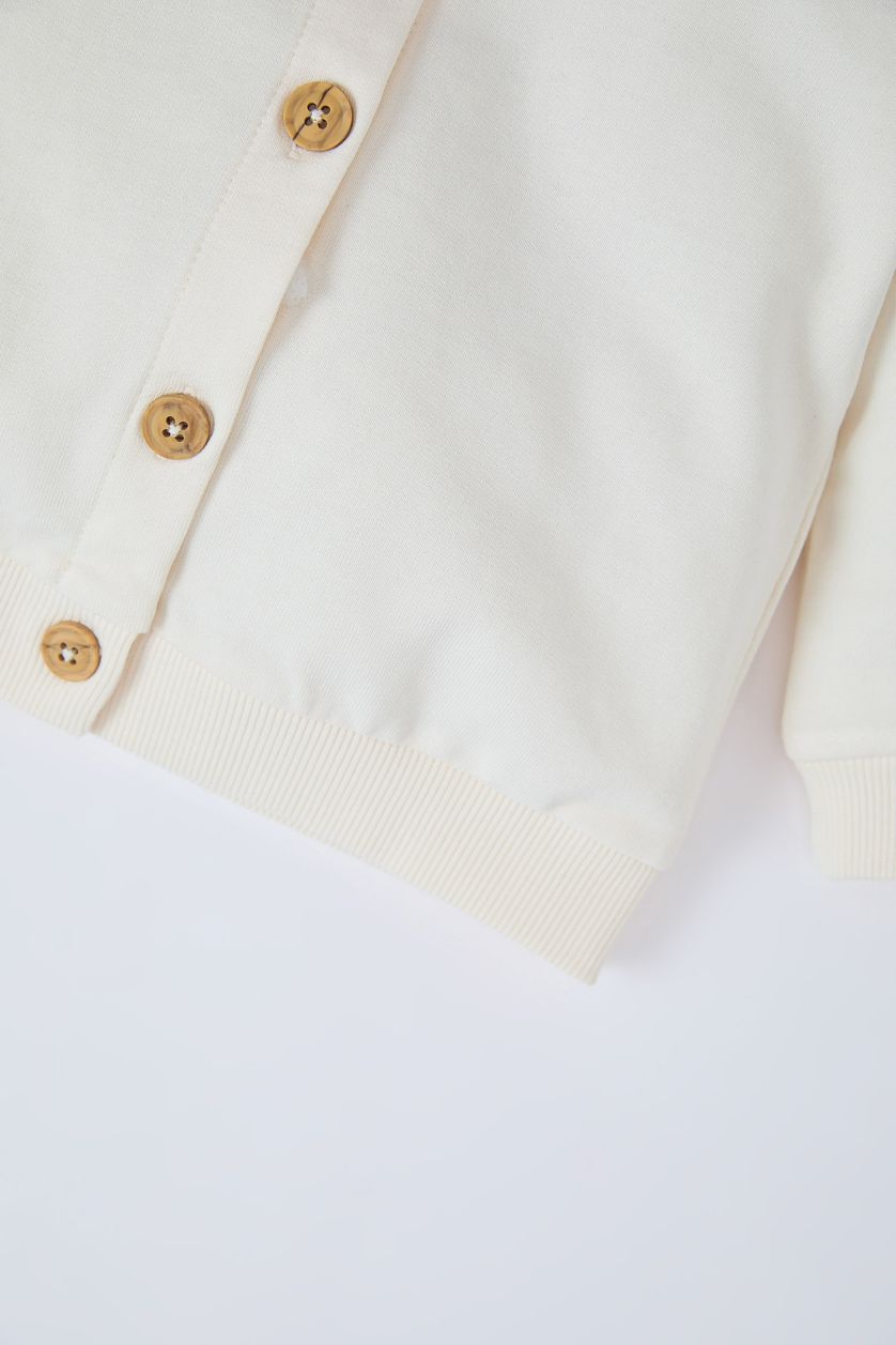 BABY GIRL Ecru Baby Girl Lace Collar Buttoned Cardigan