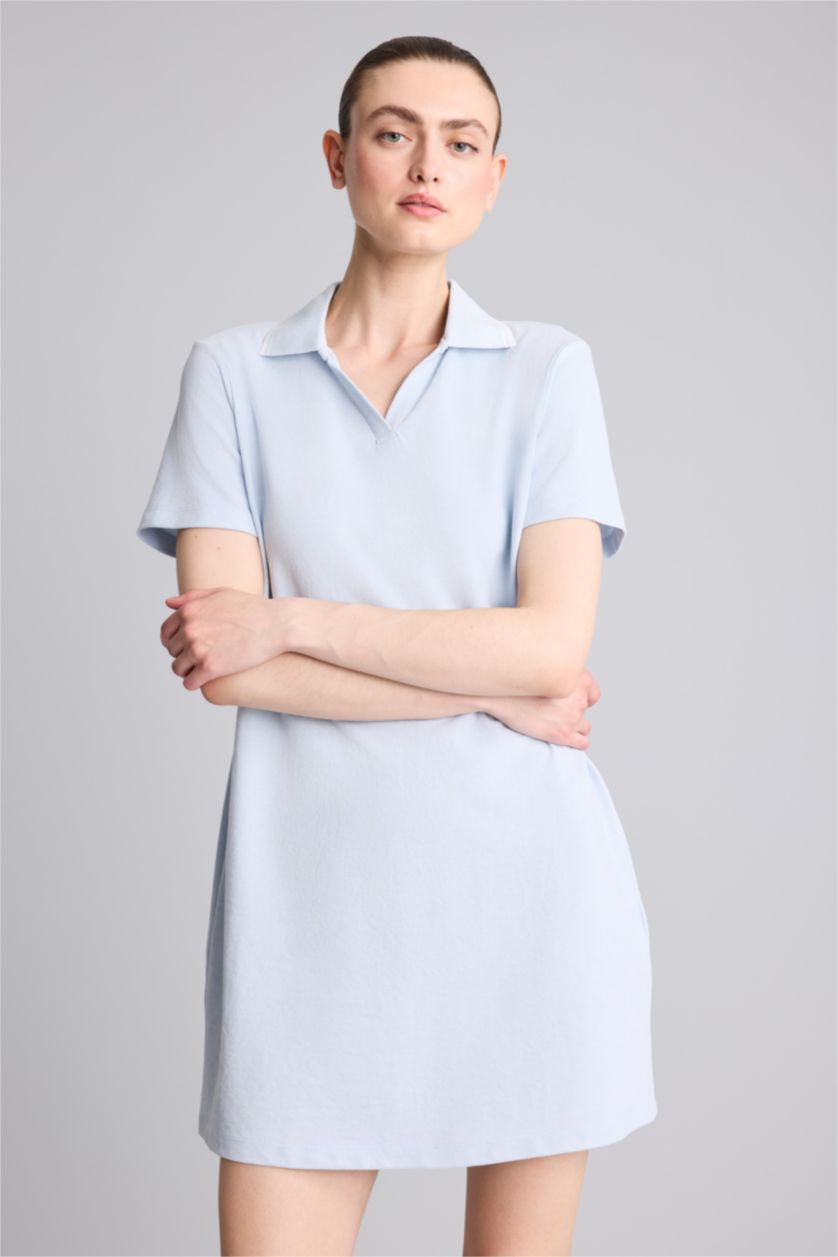 Women Light Blue Pique Dress